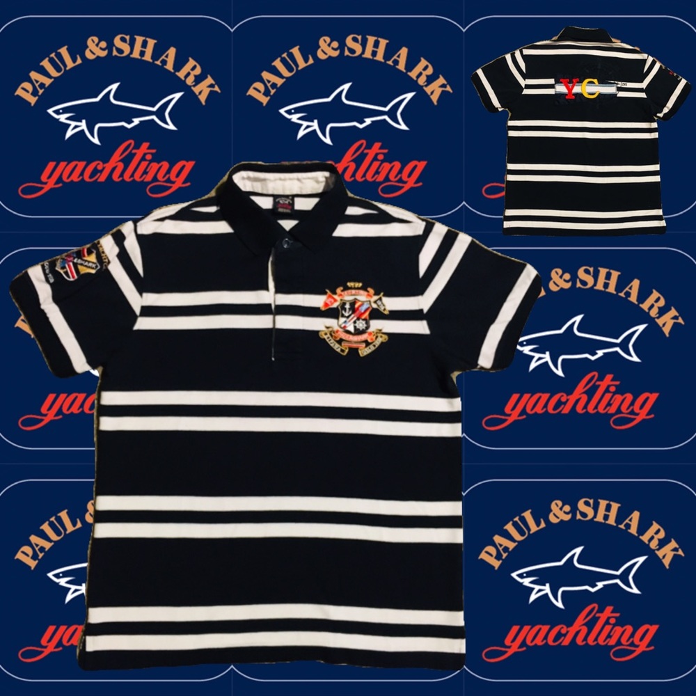 PAUL & SHARK Men’s Medium Striped Rare Embroidered